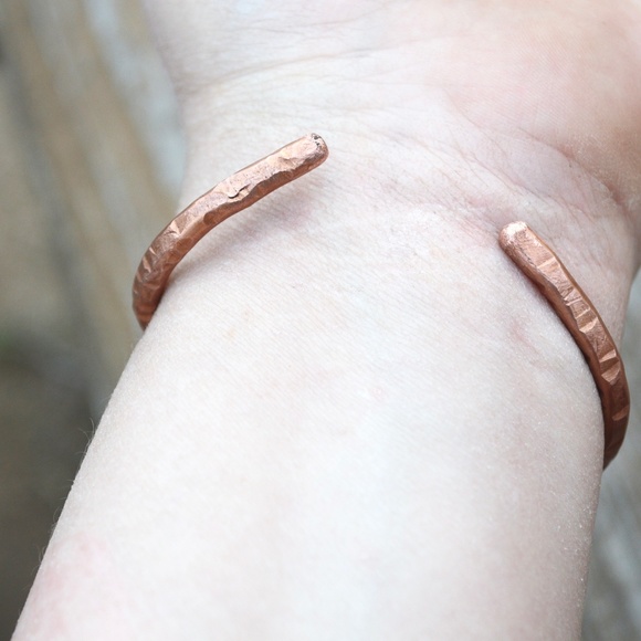 Agate Gemstone Solid Copper Cuff Bracelet Artisan - Picture 6 of 6